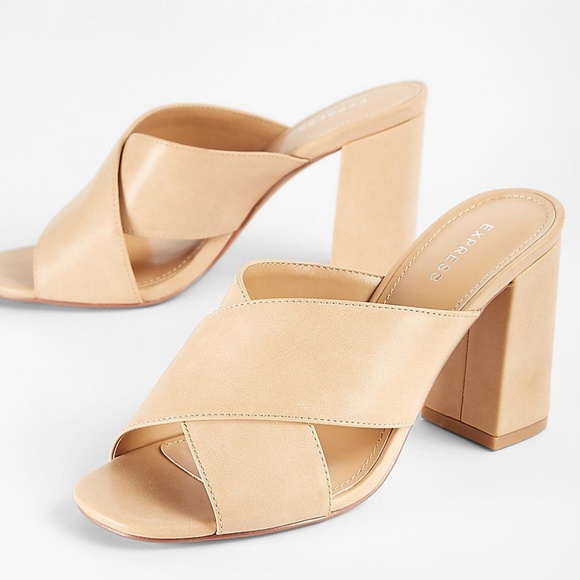 Express Shoes - Express Crisscross Heeled Mules Size 7.5